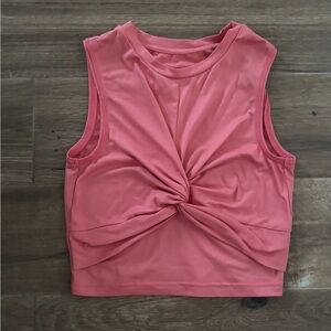 Coral Twist-Front Sleeveless Top